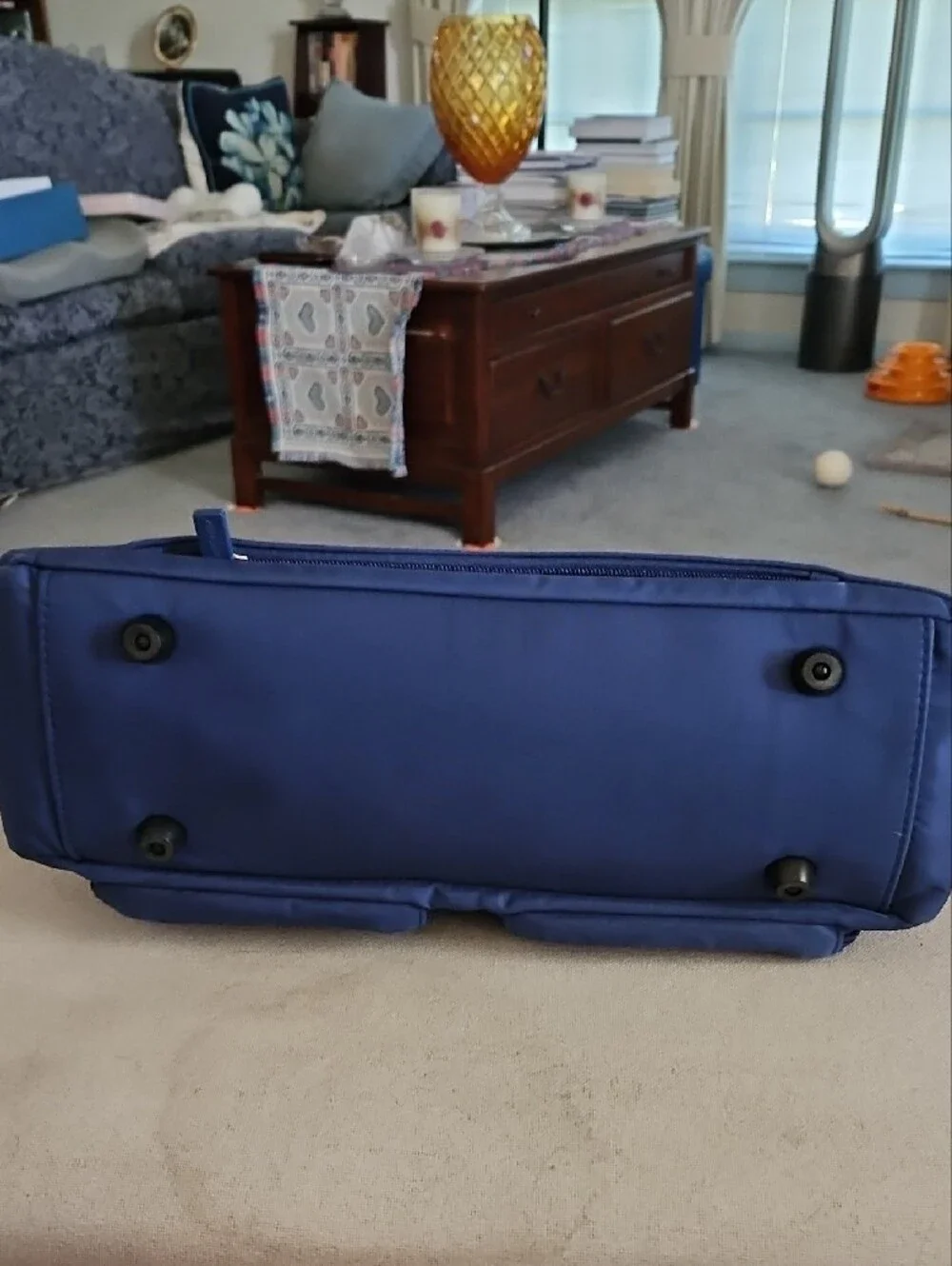 RoyalBlue NylonTote w/ Front Pockets, Shoulder Strap, Handles, Multi Compartment